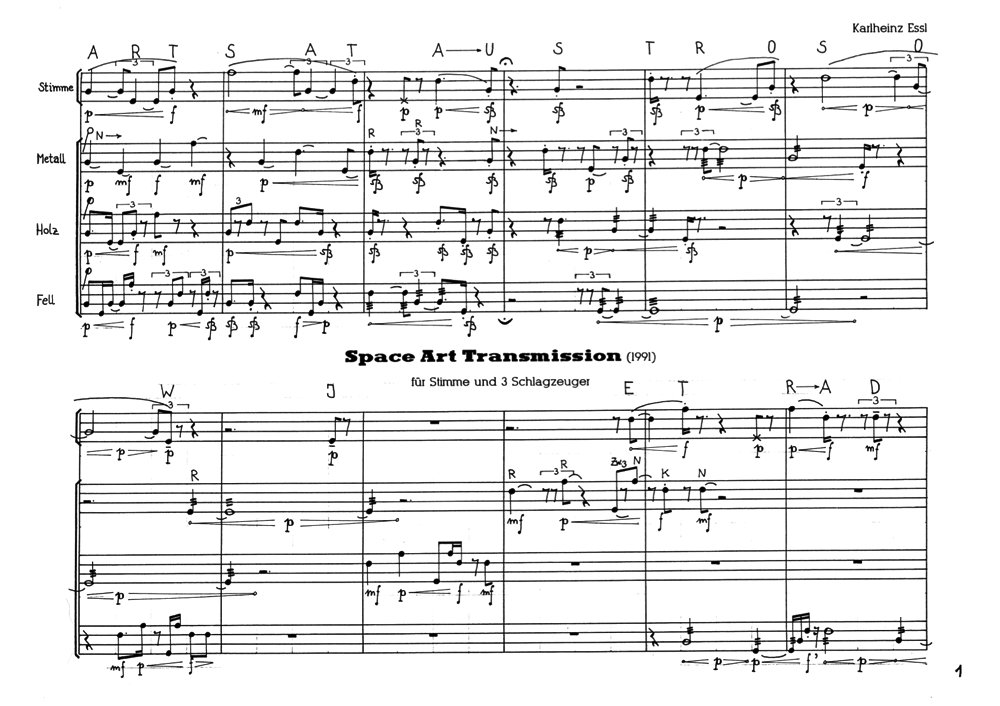 Space Art Transmission: page 1 of the score